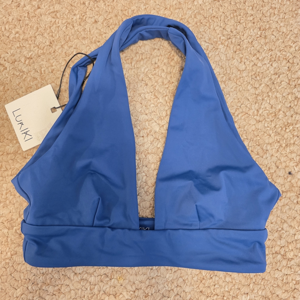 LOKIKI Vibrant Blue Halter Bikini Top